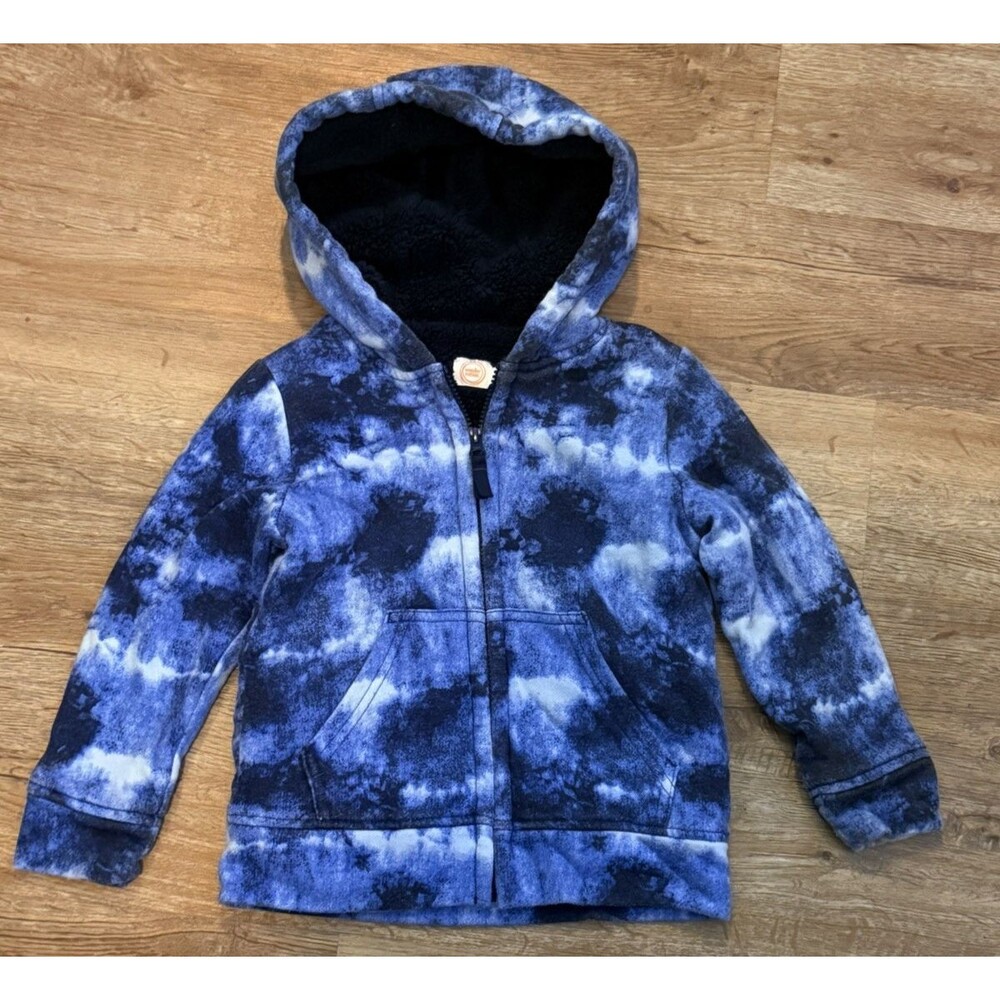 Wonder Nation Blue Tie Dye Zip Up Hoodie Youth Size 4 - 5 Cotton